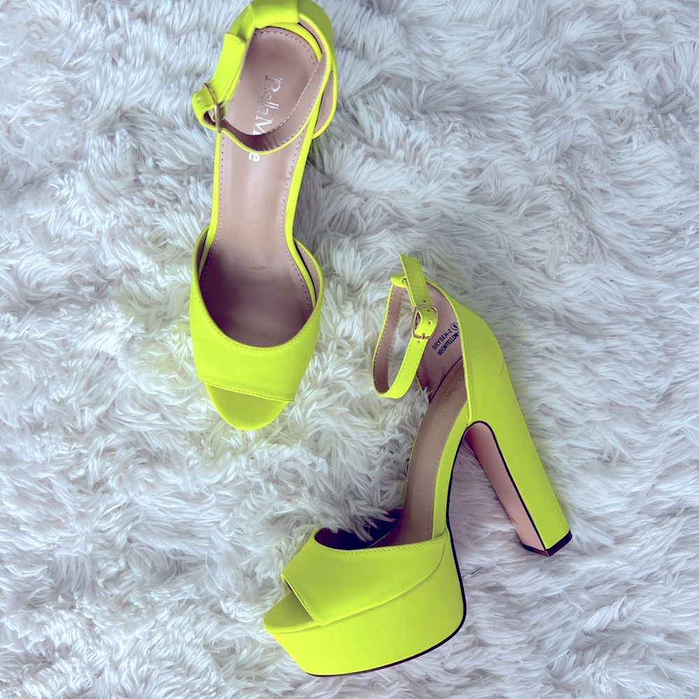 Neon yellow high heels